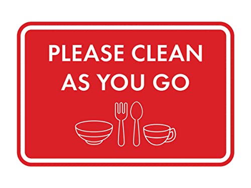 Classic Framed Please Clean As You Go Sign (Red) - Small - color: Red, size: Small (4" x 6")