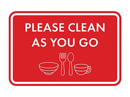 Classic Framed Please Clean As You Go Sign (Red) - Small - color: Red, size: Small (4" x 6")