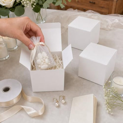Aosric White Gift Boxes with Lids 4x4x4 Inch, 24 Pack - color: White