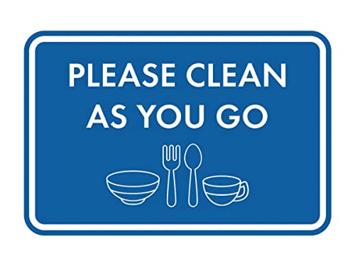 Classic Framed Please Clean As You Go Sign (Blue) - Small - color: Blue, size: Small (4" x 6")