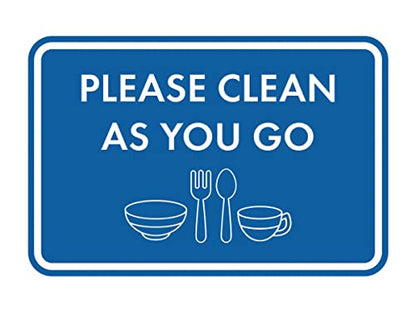 Classic Framed Please Clean As You Go Sign (Blue) - Small - color: Blue, size: Small (4" x 6")