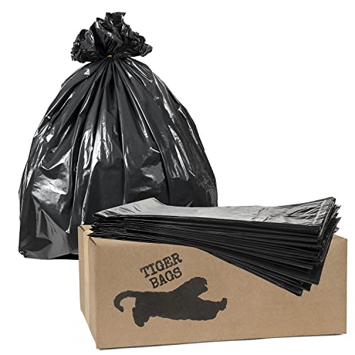 45 Gallon Extra Heavy Duty Trash Can Liners | BLACK, 3 Mil, 38" w x 43" H (50 Count), Home and Commercial Use