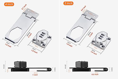ETEKJOY Cabinet Lock Keyless 3-Digit Password Combination Code Hasp Latch Lock Twist Knob Wooden Drawer Cupboard (Silver, 3 inch) - color: Silver, size: 3 Inch