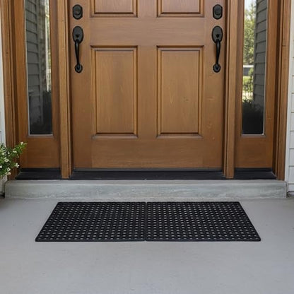 Heavy-Duty Interlocking Rubber Floor Mats, 24"x 32", Set of 2, Black - size: Set of 2 24x32