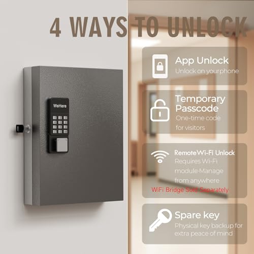 32 Key Lock Box Smart Key Organier Cabinet with Keypad & App for Office - size: 2.3inx11.3inx14.1in