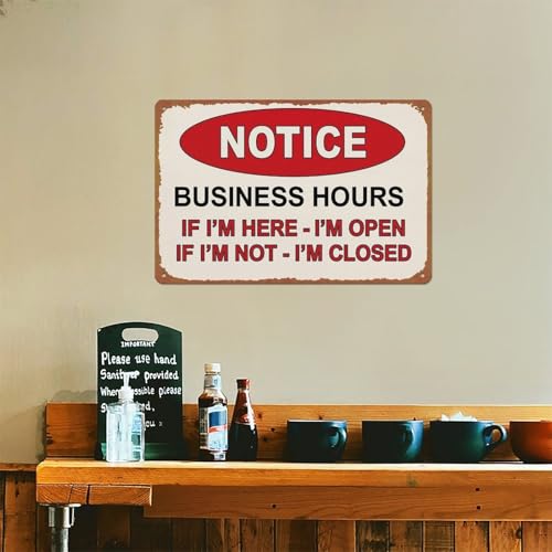 Notice Business Hours Open And Closed Sign Aluminum Metal Sign Posters 8x12 Inch For Living Room Bedroom Bathroom Decoration