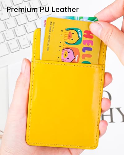 Teskyer Leather ID Badge Holder with Lanyard, Vertical Bright Yellow - color: Bright Yellow, size: Vertical