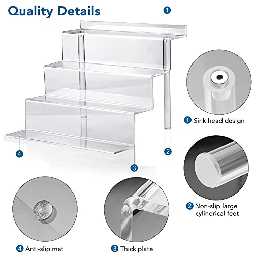 bigantss 9 Inch Acrylic Shelf for Perfume Organizer, 4 Tier Funko POP Shelves, Cologne Organizer Tiered Riser Display Stand, Acrylic Display for Decoration