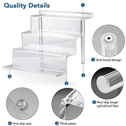 bigantss 9 Inch Acrylic Shelf for Perfume Organizer, 4 Tier Funko POP Shelves, Cologne Organizer Tiered Riser Display Stand, Acrylic Display for Decoration