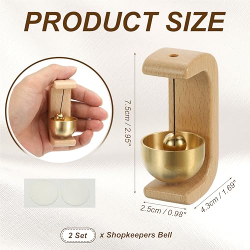 PATIKIL 2Set Shopkeepers Bell Magnetic Hanging Bell, Beech, C Shape - color: Beech