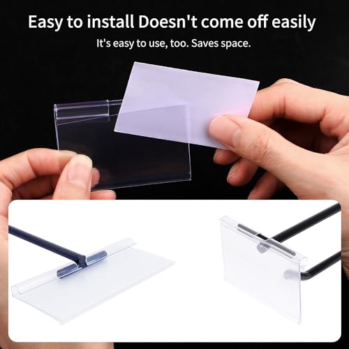 140PCS Basket Labels Clip On, Includ 60PCS Clear Plastic Label Holders and 80PCS Label Papers, Labels for Storage Bins, Wire Shelf Retail Price, Merchandise Sign Display Holder for Supermarket