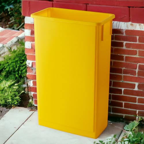 23 Gallons Yellow Plastic Trash Can, Slim Industrial Commercial Kitchen Garbage Can for Home and Office Use - color: Yellow, size: 23 Gallon
