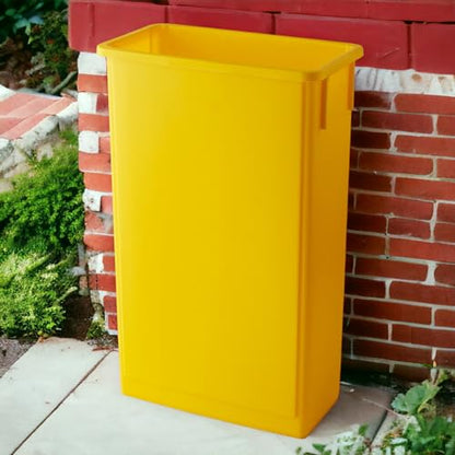 23 Gallons Yellow Plastic Trash Can, Slim Industrial Commercial Kitchen Garbage Can for Home and Office Use - color: Yellow, size: 23 Gallon