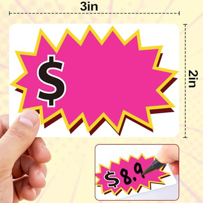 300 Pcs Garage Sale Price Stickers, Removable Adhesive 2"x3" Label Stickers for Yard Sales, Retail & Community Events - color: Pink