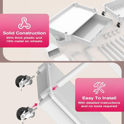 Goovilla Rolling Makeup Organizer Cart with Removable Drawer, 4 Tier White - color: White, size: 4 Tier