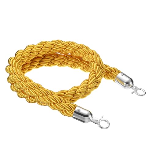 PATIKIL Stanchion Rope, 1.2m/3.9Ft Barrier Rope Twisted Post Ropes for Posts Stands Queue Divider Crowd Control of Hotel, Yellow Silver - color: Yellow, Silver, size: 3.9Ft
