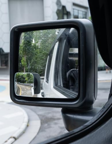 JOYTUTUS Blind Spot Mirror 2 Pack HD Frameless Convex Glass for Wide Angle View and Safer Lane Changing Compatible with Cars SUVs Trucks RVs upgraded non-marking suction & Long Lasting Durability - size: Rectangle-shaped