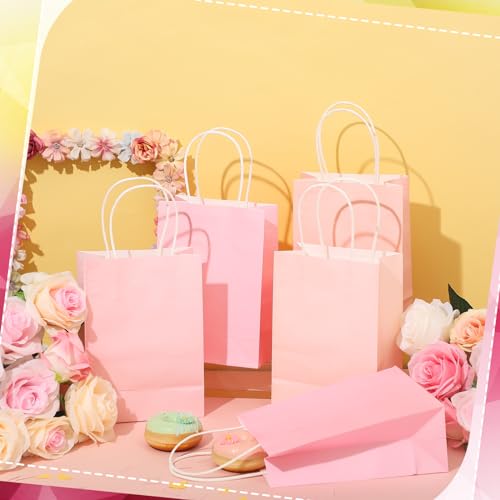 Tenceur 100 Pcs Pink Gradient Gift Paper Kraft Bags with Handle Party Favor - color: Pink