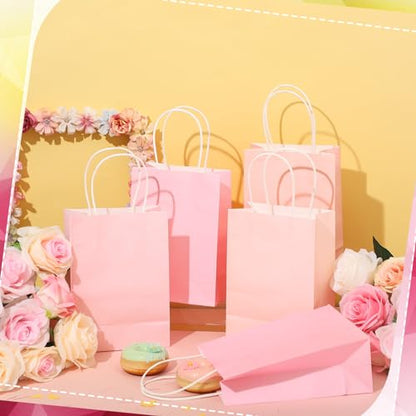 Tenceur 100 Pcs Pink Gradient Gift Paper Kraft Bags with Handle Party Favor - color: Pink