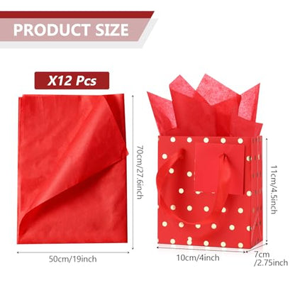 Tenare 12 Pcs Small Gift Bags Bulk,4 x 2.75 x 4.5 Inch,Red Gold - color: Red Gold, size: 4 x 2.75 x 4.5 Inch