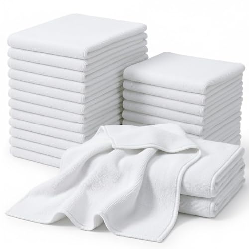 CARTMAN 14x14 Inch 30 Pack 280GSM Microfiber Cleaning Cloths, White - size: 14"x14" 30pk white