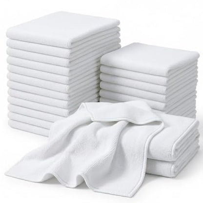 CARTMAN 14x14 Inch 30 Pack 280GSM Microfiber Cleaning Cloths, White - size: 14"x14" 30pk white