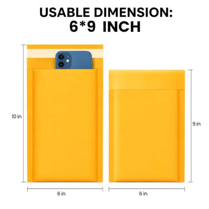 Lulupack 6x9 Inch yellow Kraft Paper Bubble Mailers - Durable Protective Shipping Bags with Peel-and-Seal Adhesive, Shockproof Packaging for Fragile Items, Documents & Electronics (25-Pack) - size: 25 pack, style: 6'' x 9''