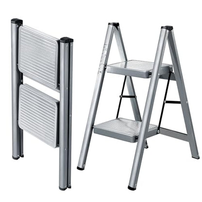 XinSunho 2 Step Ladder, Steel Folding Step Stool with 330lbs Heavy Duty - size: 2 step