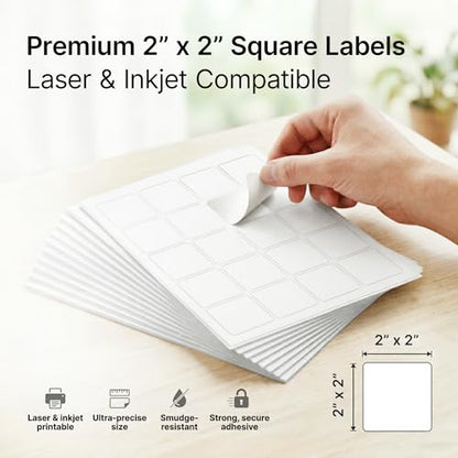 2" X 2" Matte White Printable Labels (30 Sheets, 600 Stickers) - size: 2" X 2"