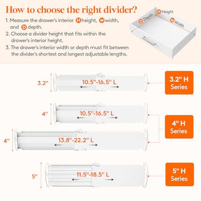 Lifewit 5" Tall Drawer Dividers, Adjustable Deep Drawer Organizer Clothes - size: 5"H, 11.5-18.5"L