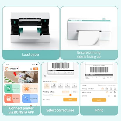 Rongta Thermal Shipping Label Printer, Bluetooth 4x6 Sticker Printer