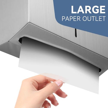 Commercial Paper Towel Dispenser Wall Mount - Heavy Duty Stainless Steel Multifold Paper Towel Dispenser for Bathroom Restroom & Office - Fits C Fold Trifold Hand Towels