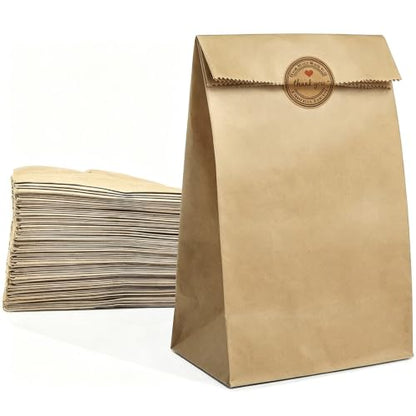 Paper Lunch Bags 100 Count 8LB Brown Sack Bulk Strong for Small Business - size: 100 COUNT