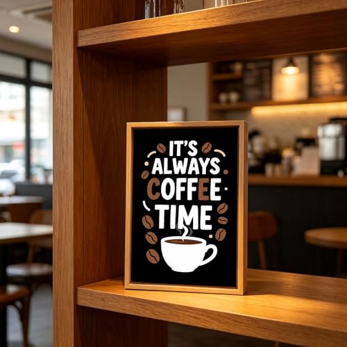 It's Always Coffee Time Cafe Bar Wooden Box Sign 8x12 Inch - color: It's Always Coffee Time