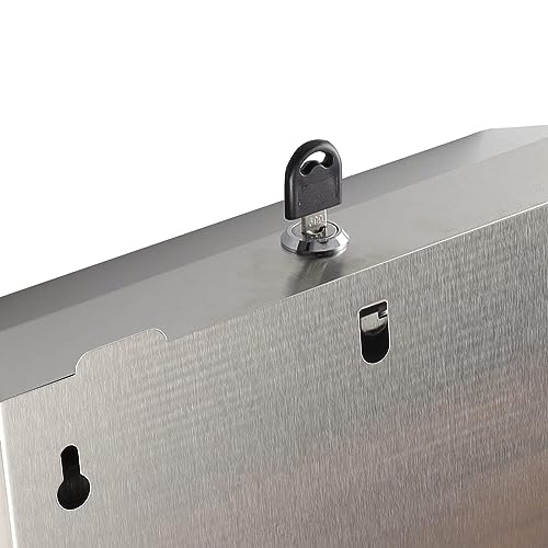 Comercial Paper Towel Dispenser Wall Mount, Stainless Steel Hand Towel Dispenser with Lock, Trifold/C Fold Paper Towel Holder for Bathroom Kitchen Office Public Places, Large Capacity Tissue Holder - color: Brushed Silver