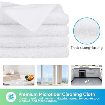 HOMEXCEL White Microfiber Cleaning Cloth, Microfiber Towels for Car,12 PK - color: White