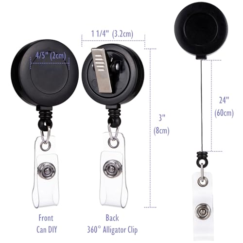 QREEL Badge Reel, ID Badge Holder Retractable Clip, Black, 10 Pack - color: Black, size: 10 Pack