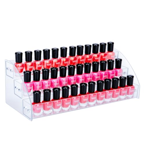KINGROW Nail Polish Organiser 3 Tier Clear Desktop Rack Easy Assembly - size: 3 Layers