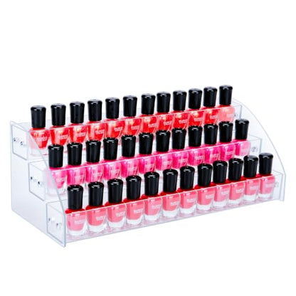 KINGROW Nail Polish Organiser 3 Tier Clear Desktop Rack Easy Assembly - size: 3 Layers