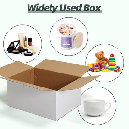 CRUGLA 12x9x6 Shipping Boxes 15 Pack, White Corrugated Cardboard Boxes with Side-Lock and Pre-Applied Double-Sided Tape, Easy Assemble Packing Mailer Boxes for Small Business Shipping - size: 12x9x6 Inch 15 Pack