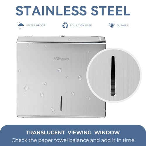 Commercial Paper Towel Dispenser Wall Mount - Heavy Duty Stainless Steel Multifold Paper Towel Dispenser for Bathroom Restroom & Office - Fits C Fold Trifold Hand Towels