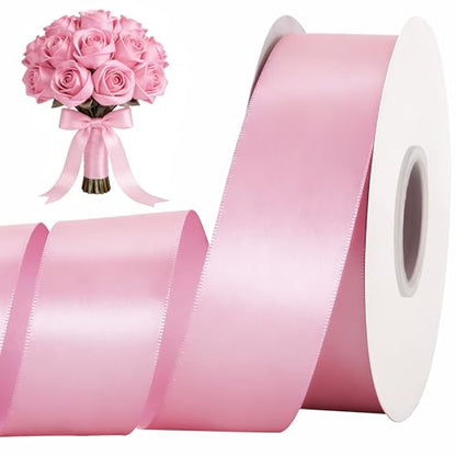 TONIFUL 100 Yard Pink Satin Ribbon 1-1/2 Inch for Gift Wrapping - color: Baby Pink, size: 1-1/2 in x 100 yds