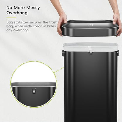EKO Urban 24 Gallon/90 Liter Open Top Stainless Steel Slim Commercial Trash Can, Tall Kitchen Trash Bin, Heavy-Duty Commercial Grade Large Garbage Bin for Home, Office, Hotel, Restaurant, Matte Black - color: Matte Black, size: 90 Liter, Slim