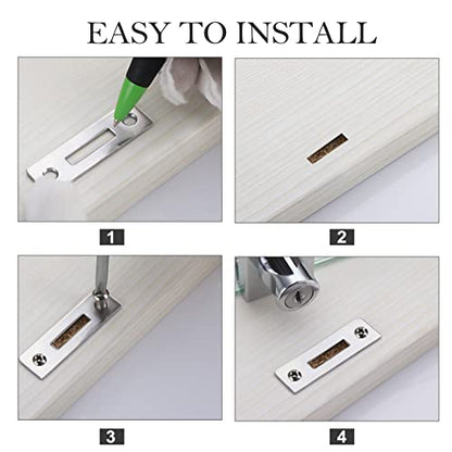 Double Door Display Cabinet Lock with Keys, Zinc Alloy Glass Door Lock No Drill, Cabinet Safety Lock for 5-9mm Thickness Glass