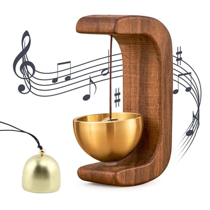 Wooden Shopkeepers Bell, Magnetic Door Chime with Brass Bell for Home/Store