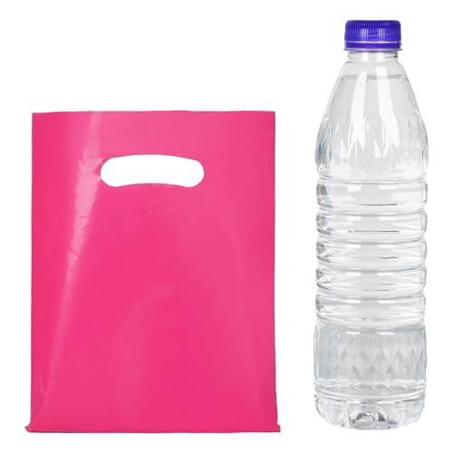 Hot Pink 100 PCS Small Gift Bags, 6"x8" Goodie Party Favor Bags with Handle, Treat Retail Pouches for Kids Birthday, Christmas, Small Business - color: Hot Pink-100PCS