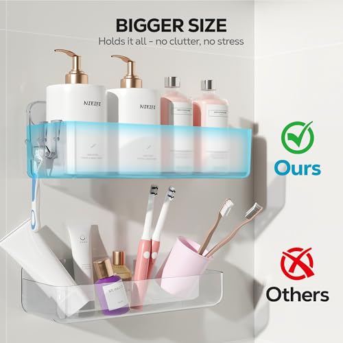 Nieifi Adhesive Shower Shelves, Clear, 2 Pieces - color: A-Clear, size: 2 pieces