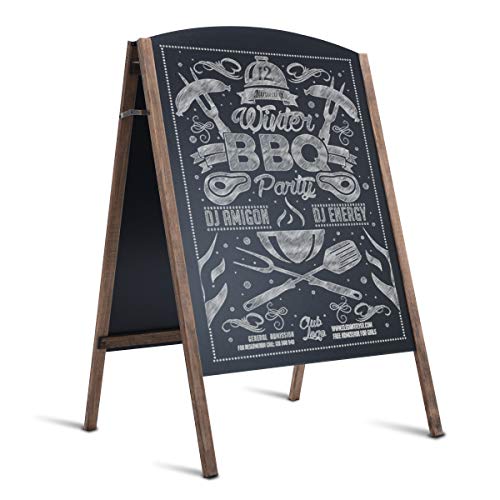 40" Double-Sided Standing Blackboard, Wooden A-Frame Rustic Chalkboard, Removable Archaistic Sidewalk Chalkboard, Indoor and Outdoor Menu Sign Board, Wedding Signage