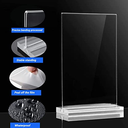 2 Pack 11 x 14 Inches Large Acrylic Sign Holder, Clear T Shaped Sign Holder Table Photo Menu Display Stand Double Sided Picture Flyer Sign Holder for Office Store Restaurant (11 x 14 Inches) - size: 11 x 14 Inches