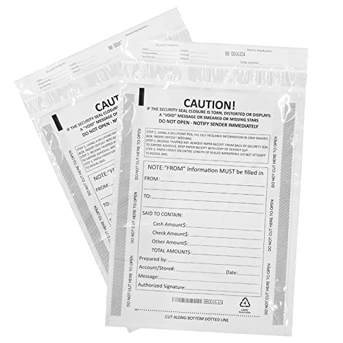 10 x 13 Inch Deposit Bags Security Pocket Bank Deposit Envelopes - size: (3) 10 x 13 Inch (100pack)